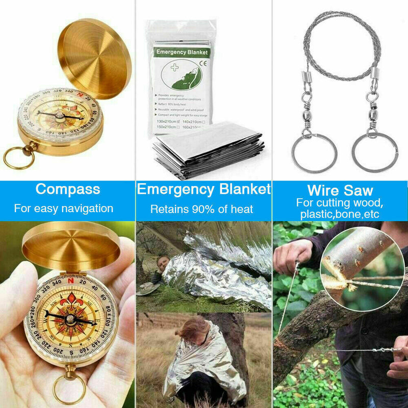 Load image into Gallery viewer, 14-In-1 Outdoor Emergency Survival Kit Camping Hiking Tactical Gear Case Set Box