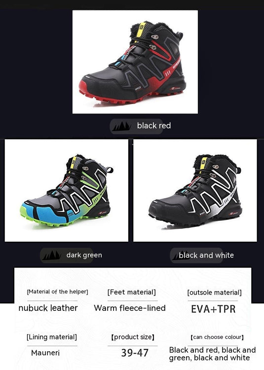 Winter Outdoors High-top Velvet Thermal Off-road Non-slip Thickened Lightweight Men's Hiking Shoes