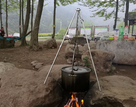 Load image into Gallery viewer, Camping outdoor campfire tripod hanging pot picnic fire
