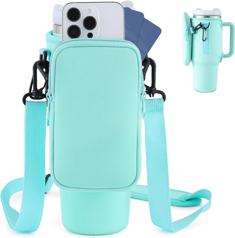 Load image into Gallery viewer, Slok Water Bottle Carrier Bag, Compatible With 40oz Tumbler With Handle, Modern Water Bottle Holder With Simple Adjustable Strap For Outdoor Walking Hiking Travelling Sports-Blue Purple
