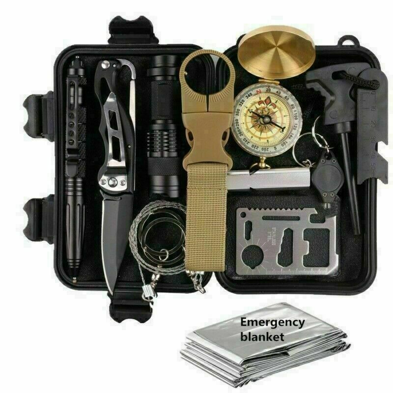 Load image into Gallery viewer, 14-In-1 Outdoor Emergency Survival Kit Camping Hiking Tactical Gear Case Set Box
