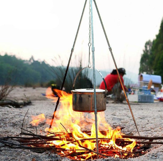 Load image into Gallery viewer, Camping outdoor campfire tripod hanging pot picnic fire
